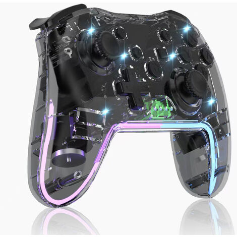 Switch Pro Transparent Gamepad Sans Fil Bluetooth Dual Vibration Noir