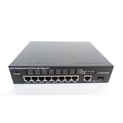 Switch reseau à 9 ports RJ45 (8 POE 10/100 Mbps 112W max + 1 port 10/100/1000 Mbps + 1 port SFP COMELIT IPSWP009B