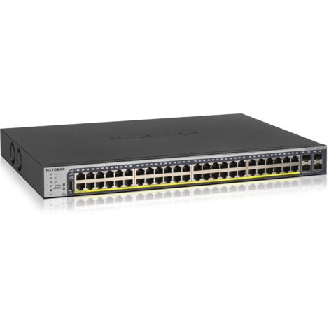 Switch réseau NETGEAR GS752TP-300EUS, administrable, Ethernet Gigabit L2/L3/L4 (10/100/1000), alimentation par Ethernet (PoE), 1U, noir