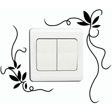 Switch Stickers, Creative Plant Vines Flower Vines Vinyl Switch Stickers Plants Art Wall Decals for Kids Room Bedroom Living Room Home Decor Black