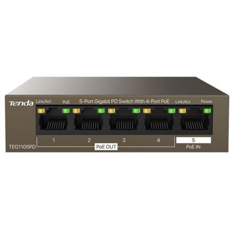 Switch tenda teg1105pd 5p lan gigabit pd desktop con 4p poe