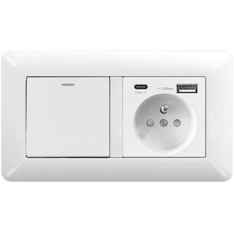 Switch with Socket USB and Type C – Easy Install Wall Outlet