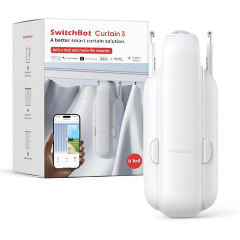 SWITCHBOT POUSSOIR DE RIDEAU INTELLIGENT - TÉLÉCOMMANDE BLUETOOTH AVEC APP/MINUTEUR, MOTEUR PERFORMANCE AMÉLIORÉ, AJOUTEZ SWITCH
