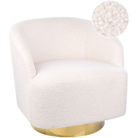 Swivel Armchair LAVIK Boucle Off-White