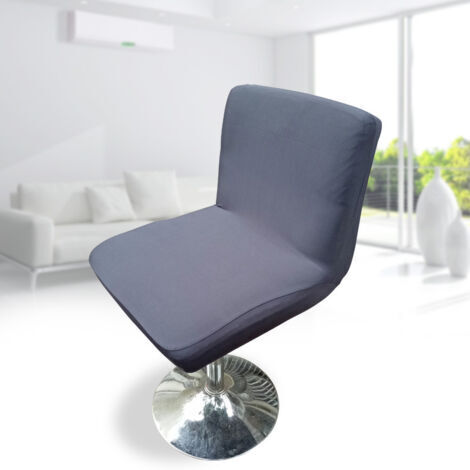 Swivel bar stool cover with elasticated backrest, dark grey