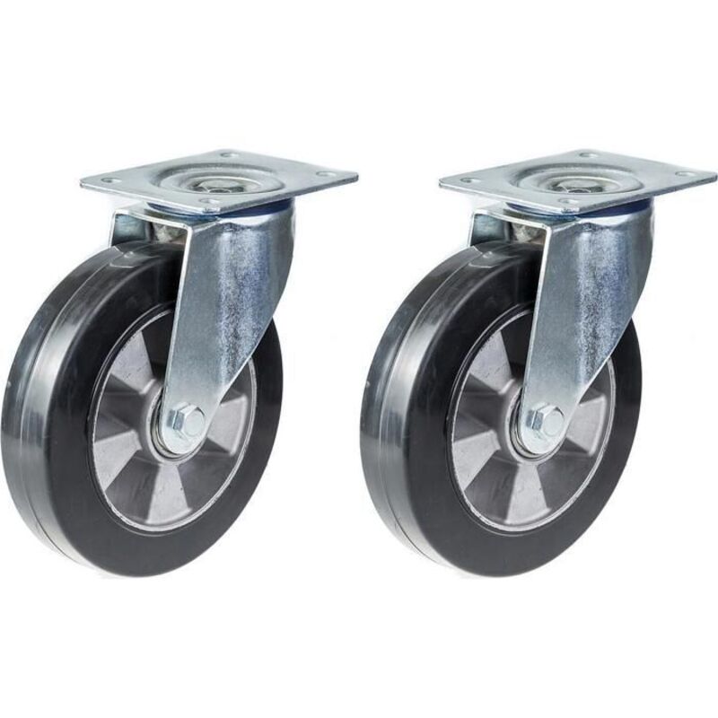 Swivel caster - 152mm - Black rubber - Capacity 660kg - Pack of 2