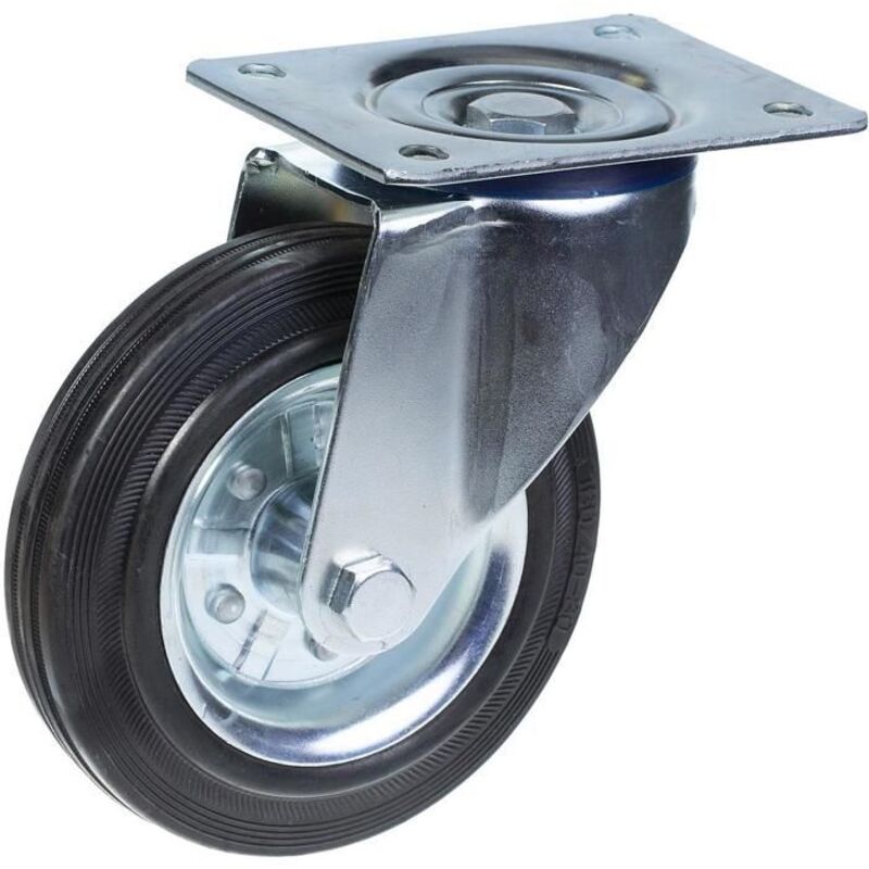 Swivel caster - 200mm - Capacity 200kg - Height 233mm - Black rubber
