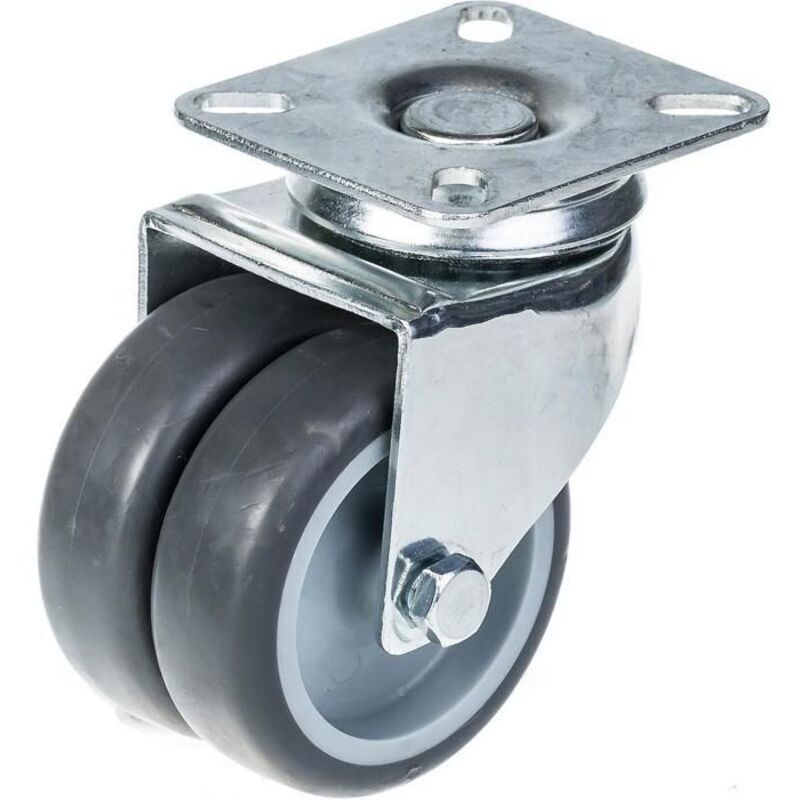 Swivel caster - 75 mm - Gray rubber - Capacity 100 kg - Plate mount