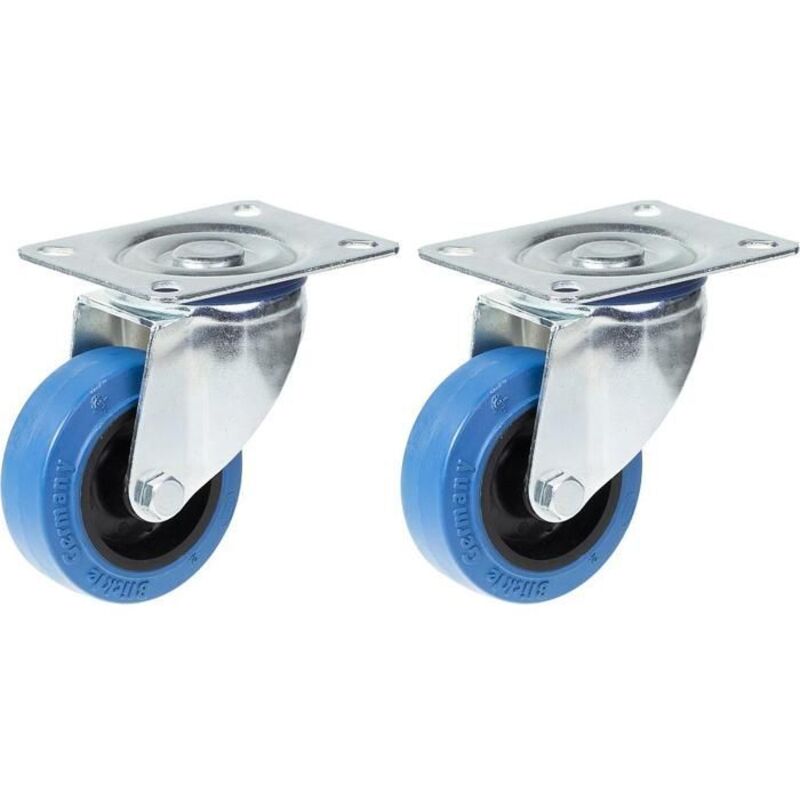 Swivel caster - PARNELLS - 80 mm - Blue rubber - Capacity 280 kg - Set of 2