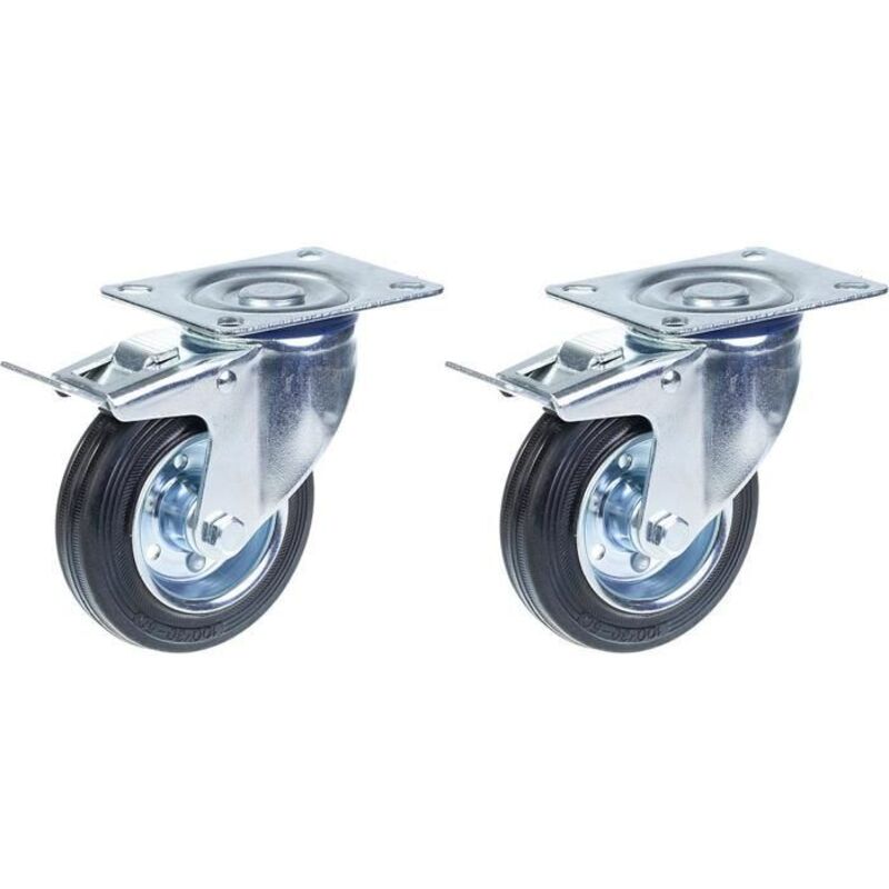 Swivel caster - ZHONGSHAN - 100 mm - Black rubber - Maximum load 180 kg - Set of 2
