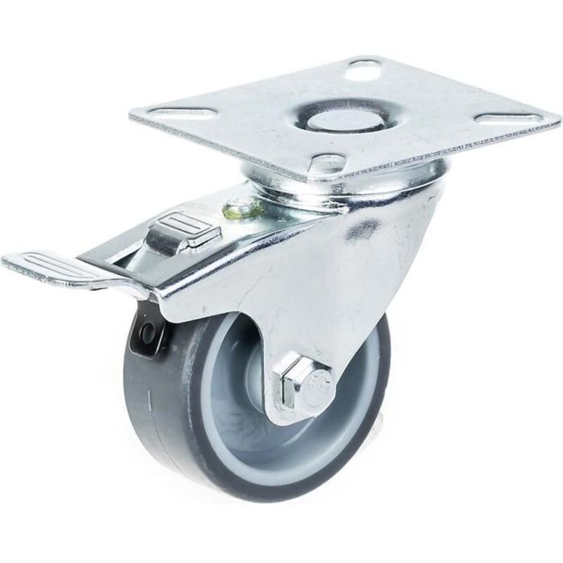 Swivel caster - ZHONGSHAN - 50 mm - Foot brake - TPR-gray rubber - Polypropylene