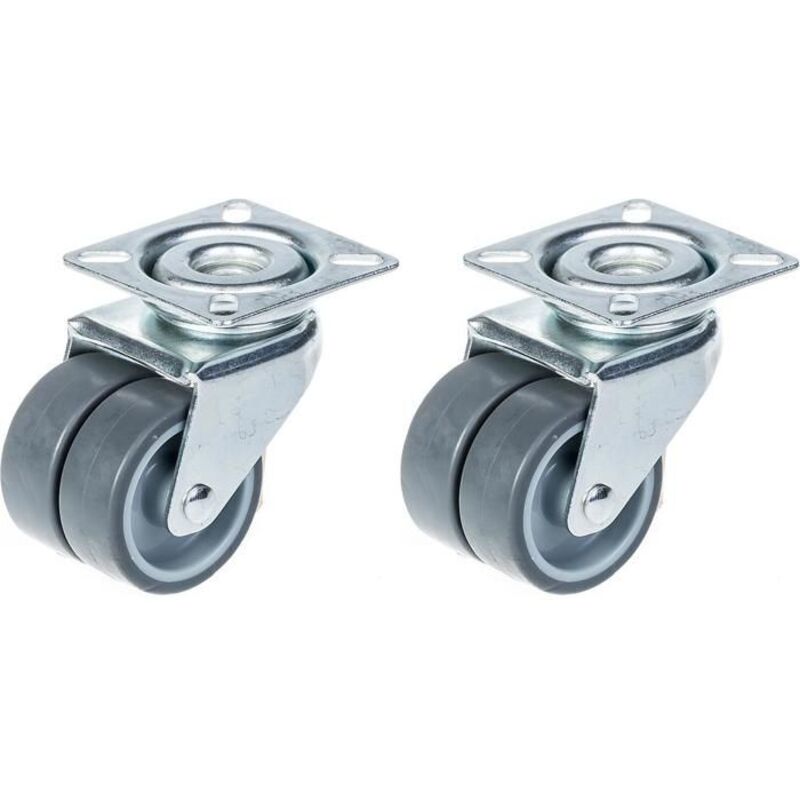 Swivel caster - ZHONGSHAN - 50mm - Grey rubber - Capacity 140kg - Pack of 2