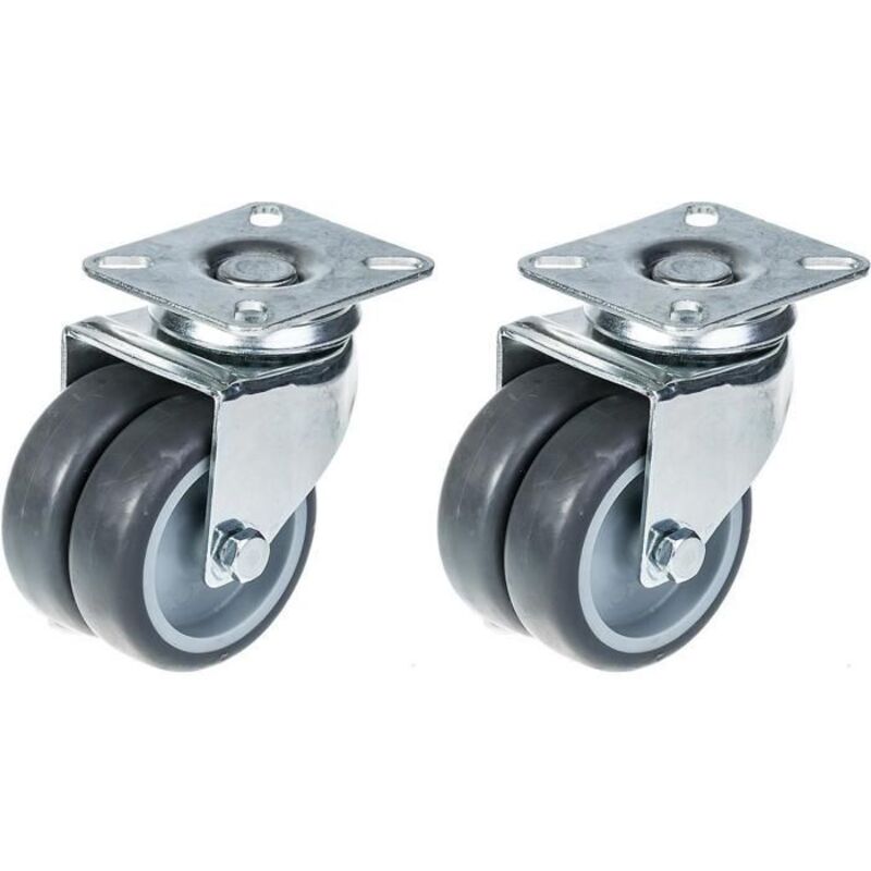 Swivel Caster - ZHONGSHAN - 75 mm - Grey Rubber - Load Capacity 200 kg - Pack of 2