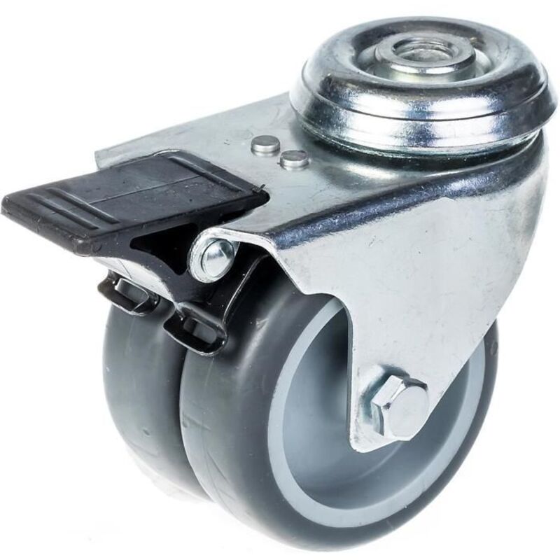 Swivel caster - ZHONGSHAN - 75mm - Gray rubber - Capacity 100kg - Integrated brake