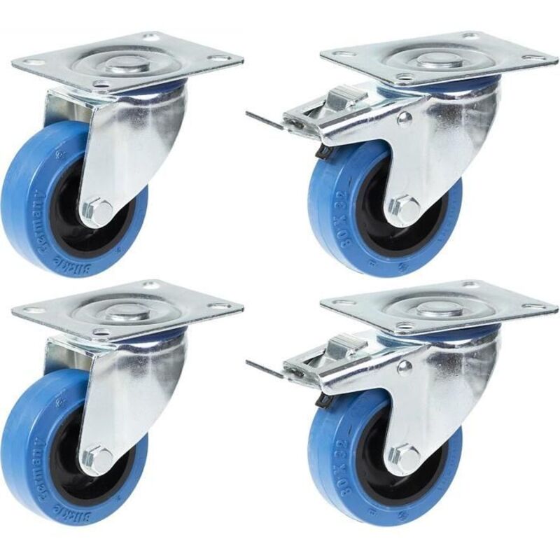 Swivel casters - PARNELLS - Diameter 80mm - Load capacity 560kg - Set of 4 pieces
