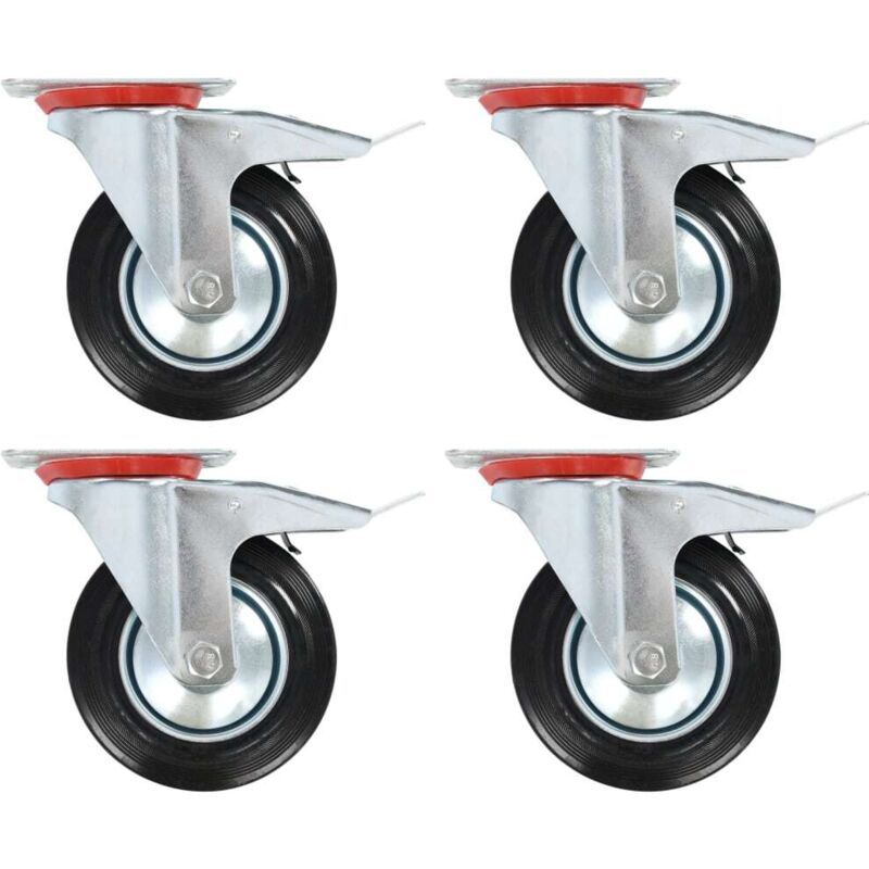 Swivel Casters With Double Brakes 4 Pcs 160 Mm Vidaxl