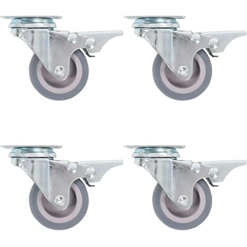 Swivel Casters With Double Brakes 4 Pcs 50 Mm Vidaxl