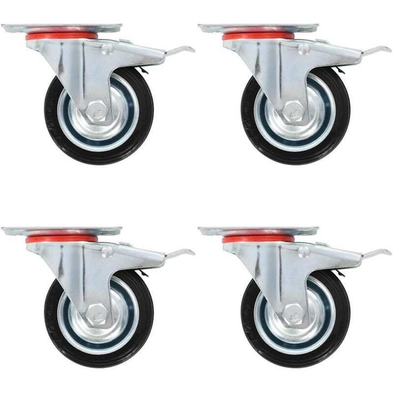 Swivel Casters with Double Brakes 4 pcs 75 mm Vidaxl