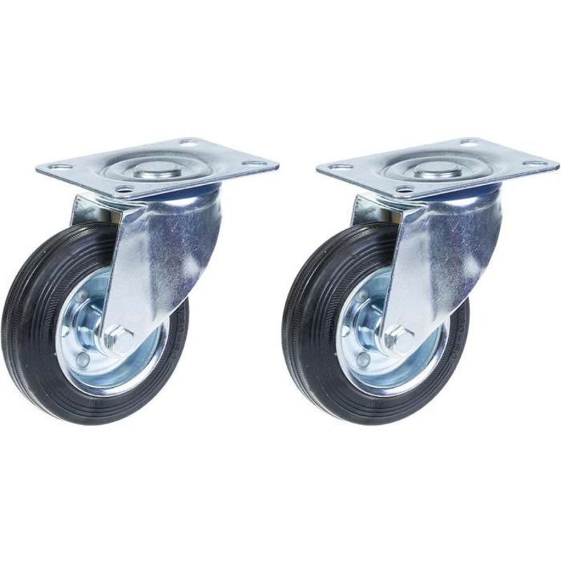 Swivel casters - ZHONGSHAN - 100 mm - Black rubber - Capacity 180 kg - Set of 2