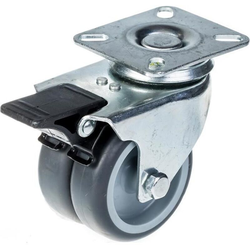 Swivel casters - ZHONGSHAN - 75mm - Grey rubber - Capacity 100kg - Brake included