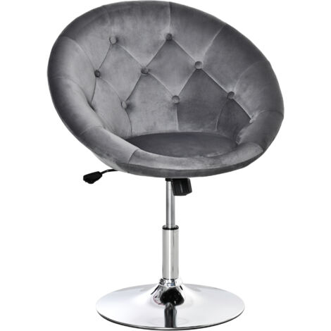 Swivel Dining Height Bar Stool Velvet-Touch Adjustable Height Armless Tub Chair Grey