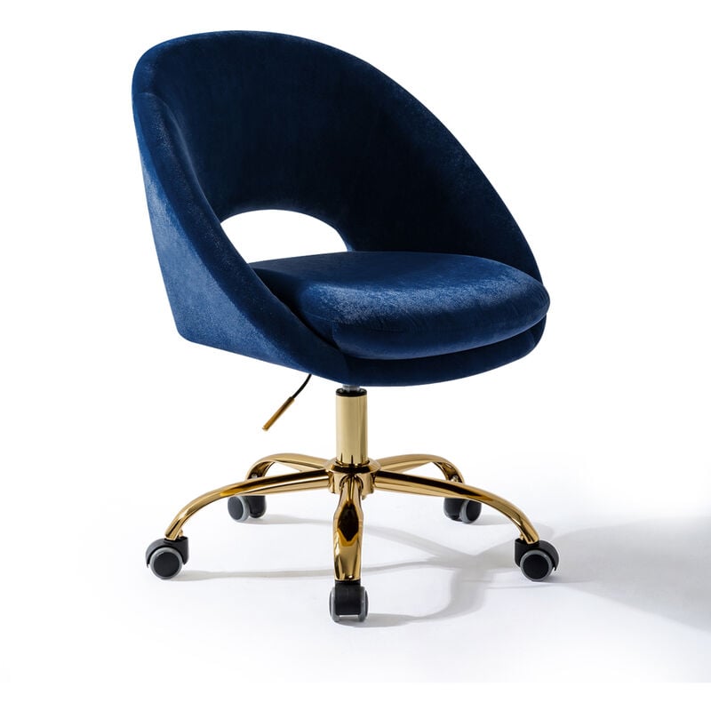 Swivel Office Chair Velvet Adjustable Desk Chair with Padded Cushion for Home Office, Blue