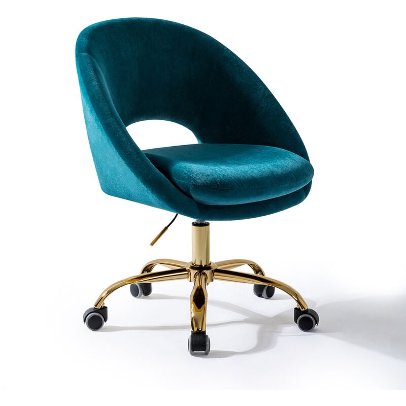 Swivel Office Chair Velvet Adjustable Desk Chair with Padded Cushion for Home Office, Green