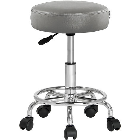 Swivel Stool Wheeled PU Work Chair Adjustable Swivelling Castors Tattoo Nail Black