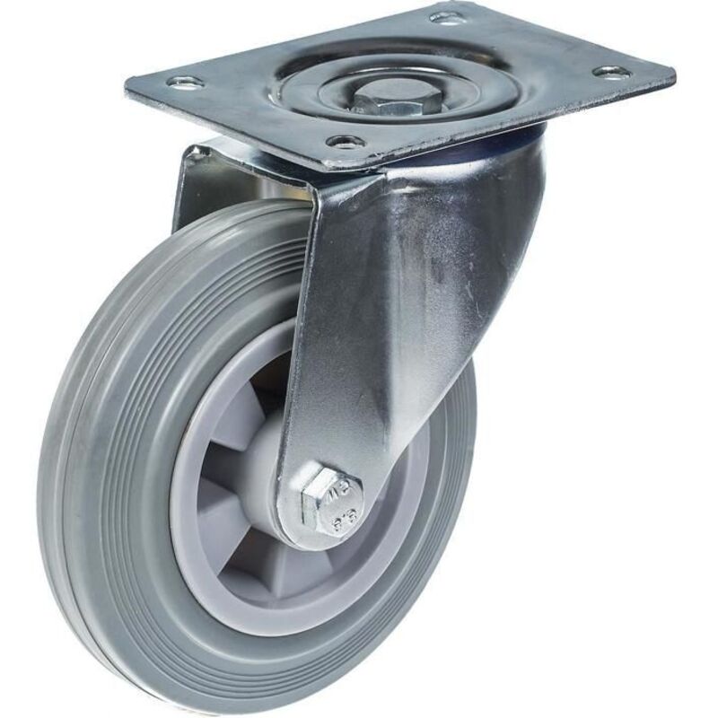 Swivel wheel - PARNELLS - 160mm - Grey rubber - Top plate 140x110mm - Load 135kg