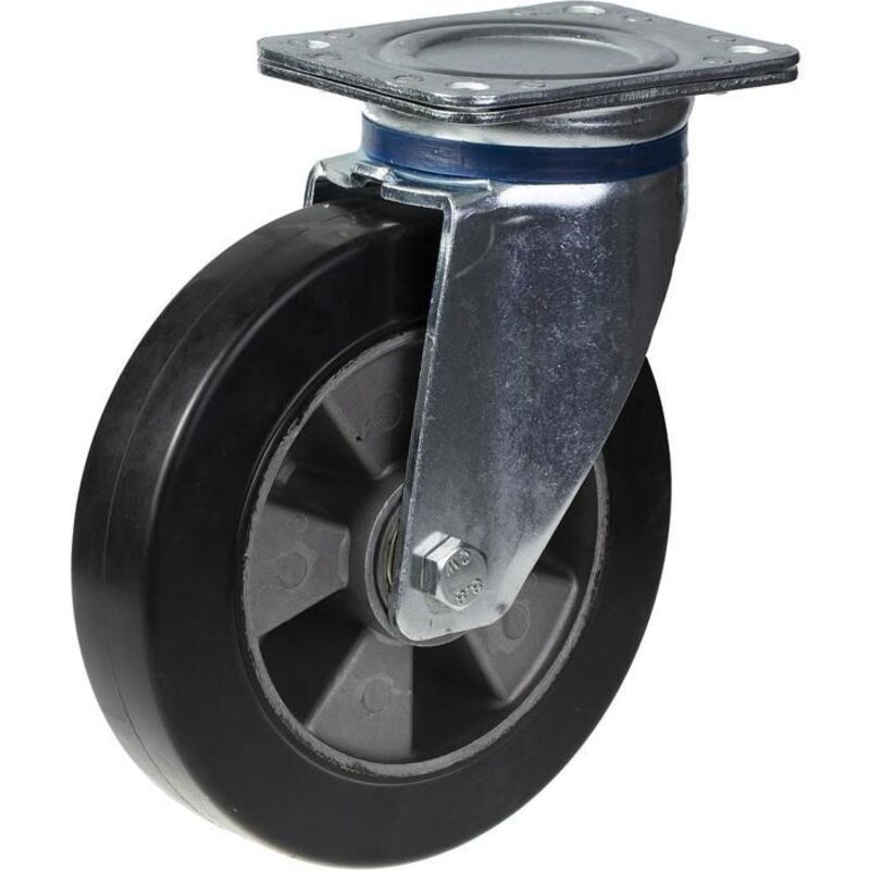 Swivel wheel - PARNELLS - 200 mm - Black rubber - Capacity 450 kg