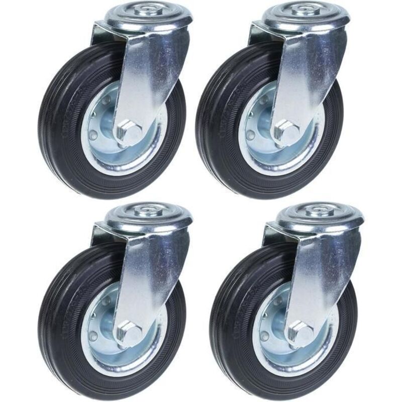 Swivel Wheel - ZHONGSHAN - 125mm - Black Rubber - Capacity 480kg - Pack of 4