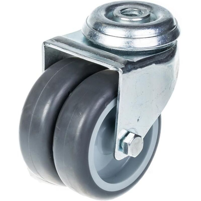 Swivel Wheel - ZHONGSHAN - 75 mm - Gray Rubber - Capacity 100 kg - Bolt Hole 12.5 mm