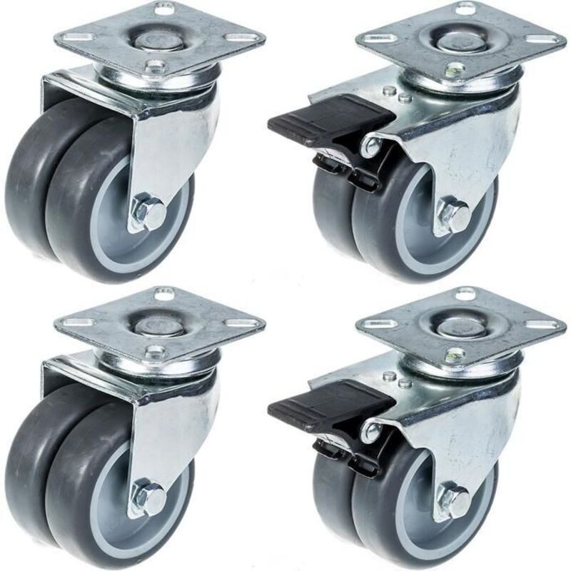 Swivel Wheel - ZHONGSHAN - 75mm - Set of 4 - Capacity 400kg - Gray Rubber