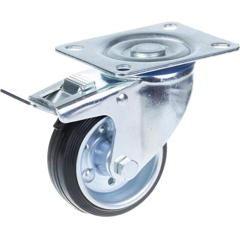 Swivel Wheel - ZHONGSHAN - 80mm - Black Rubber - Brake - Max Load 70kg