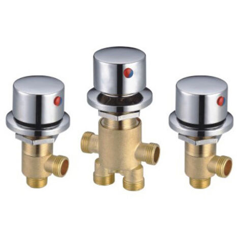 SY-1003 Rundes Badewannenarmatur-Set aus Kupfer für Warm- und Kaltwasserschalter, Duscharmatur, fünf Zylinder, 3-teilig im Set