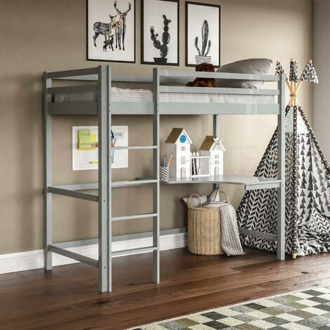 main image of "Sydney 3ft Single Wood Bunk Bed With Desk"