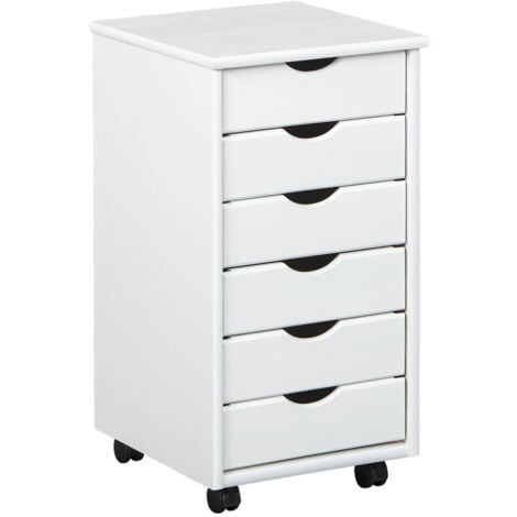 SYDNEY - Caisson 6 Tiroirs Bois Massif Vernis Blanc