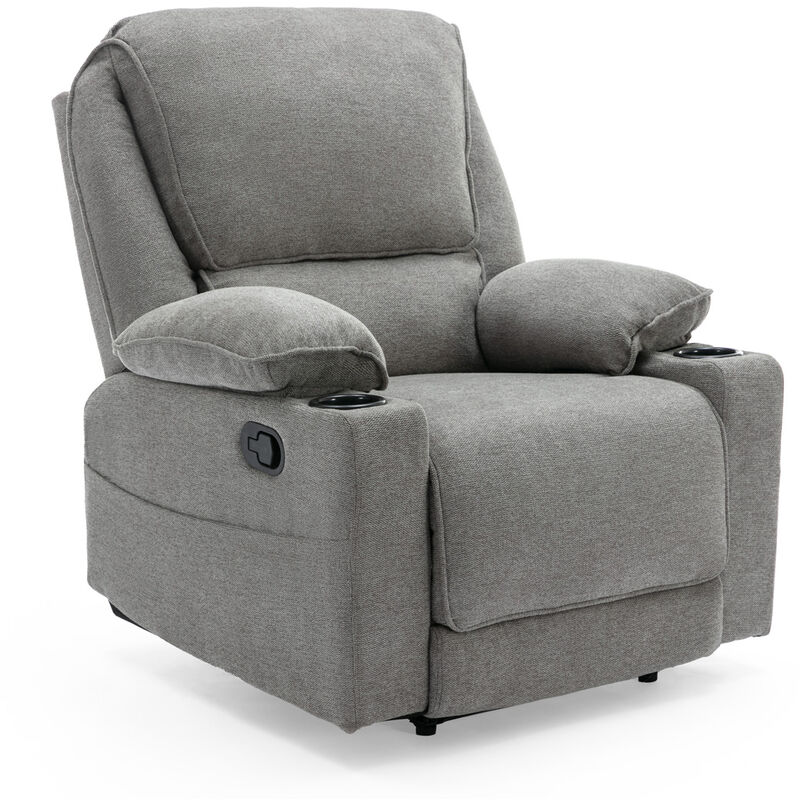 More4homes - sydney fabric manual recliner chair 1 seater grey - Grey