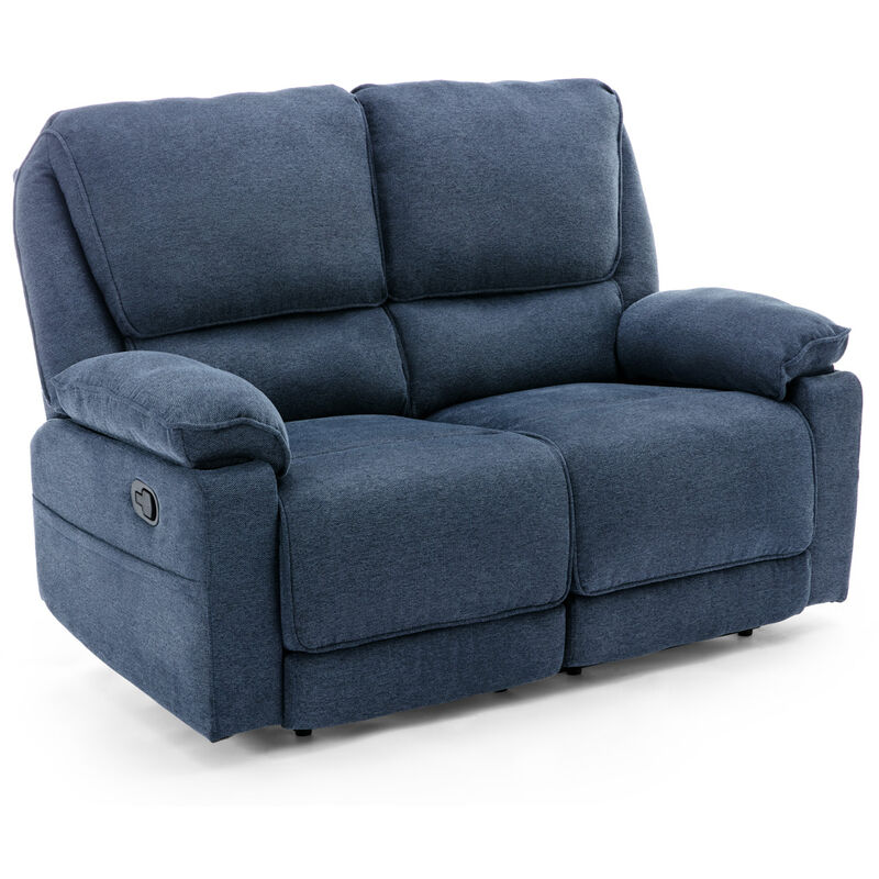 More4homes - sydney fabric manual recliner chair 2 seater blue - Blue