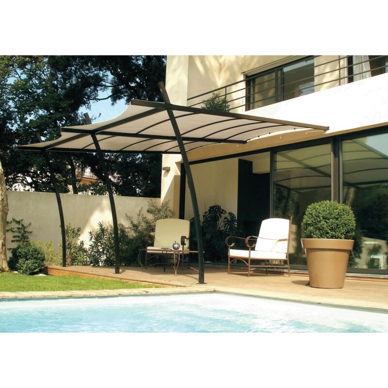 Sydney - Pergola Adossee En Acier 3,5X4M - Structure Seule