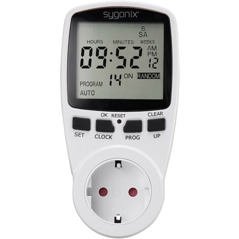 Sygonix 1625525 Steckdosen-Zeitschaltuhr digital Wochenprogramm 3680 W Timer-Funktion, START/STOP