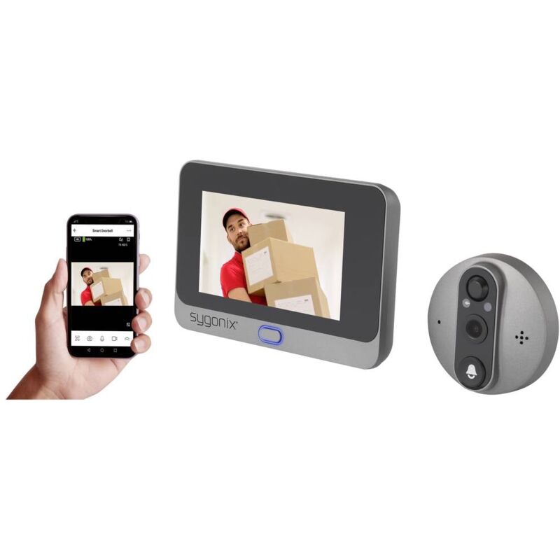 Sygonix - Interphone vidéo ip Wi-Fi Caméra, Station intérieure vidéo gris