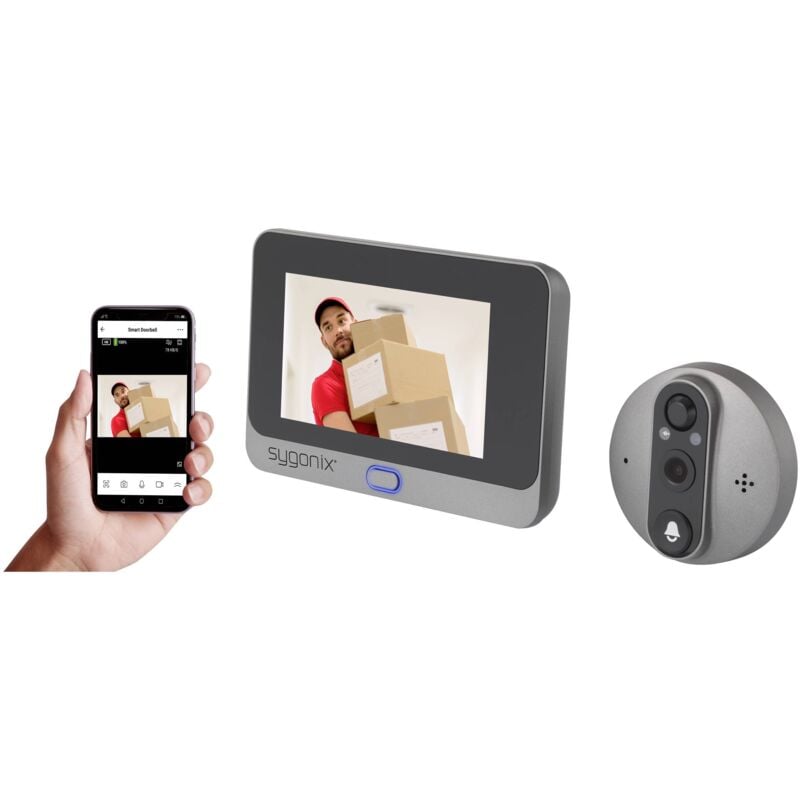 Interphone vidéo ip Wi-Fi Caméra, Station intérieure vidéo gris - Sygonix