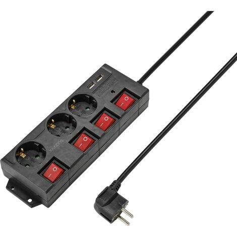 Sygonix RF-4737788 Steckdosenleiste mit Schalter  Schwarz Schutzkontakt 1 St.