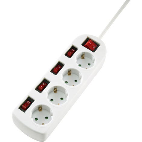 Sygonix SY-4535068 Steckdosenleiste mit Schalter  Weiß Schutzkontakt 1 St.