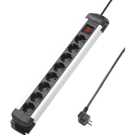 Sygonix SY-4538258 Steckdosenleiste 8fach Schwarz, Silber Schutzkontakt 1 St.
