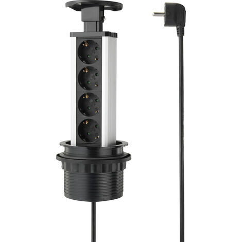 Sygonix SY-4737792 Steckdosenturm  Schwarz, Silber Schutzkontakt 1 St.