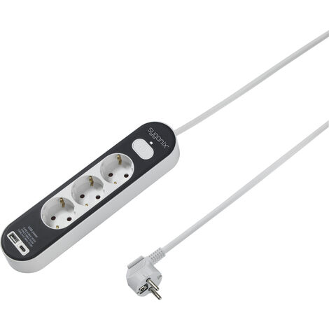 Sygonix SY-4755366 Steckdosenleiste mit Schalter  Weiß, Grau Schutzkontakt 1 St.
