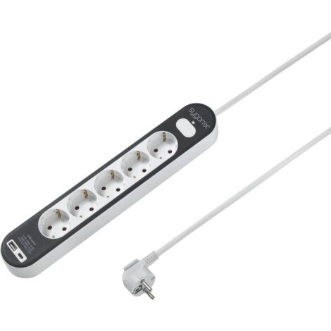 Sygonix SY-4755368 Multipresa con interruttore Bianco, Grigio Schuko 1 pz.