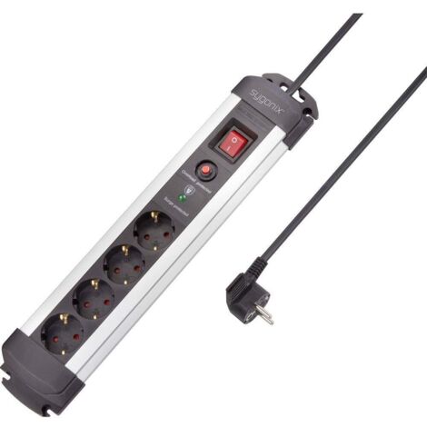Sygonix SY-4755610 Multipresa con protezione da sovratensioni 4 vie Argento, Nero Schuko 1 pz.